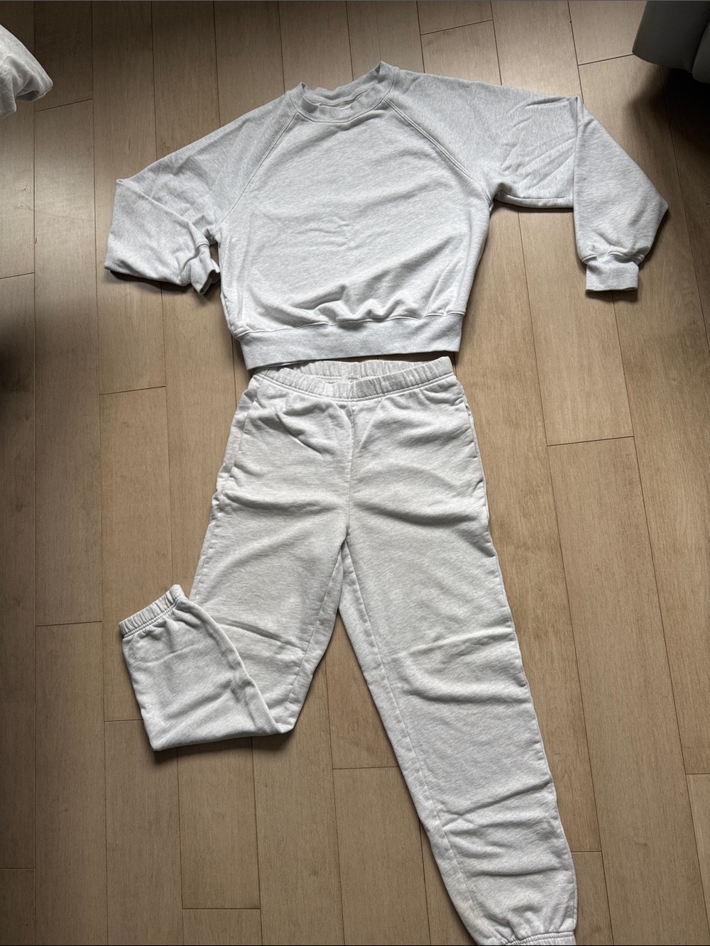 Aritzia Cozy Light Gray Sweatshirt & Jogger Set